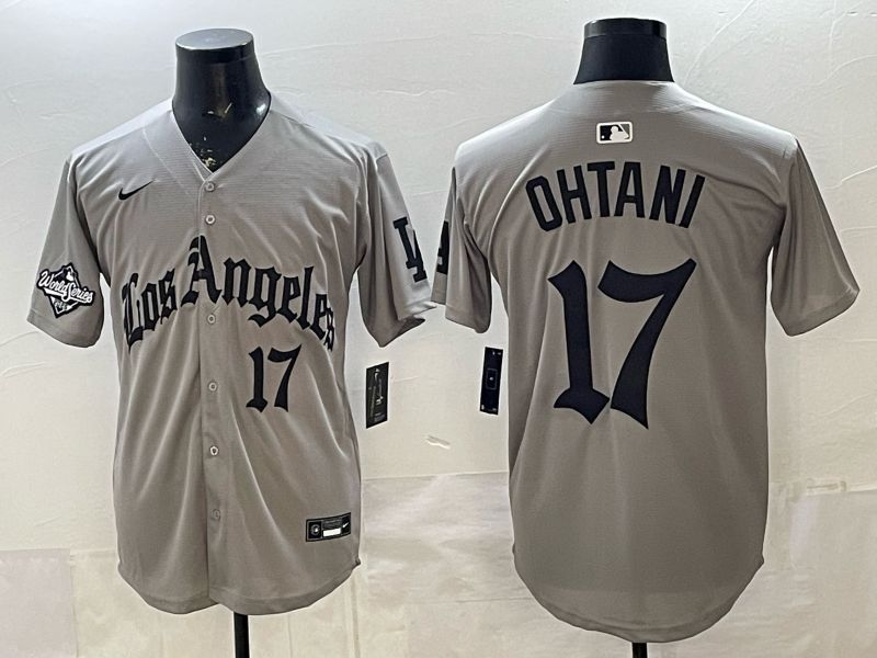 Men 2026 Los Angeles Dodgers #17 Ohtani Grey Five generations Nike MLB Jersey style 006